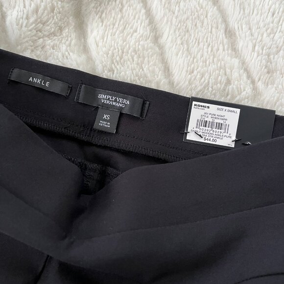NWT Simply Vera Wang UltraStretch Ankle Pants (Black) XS - Picture 4 of 10
